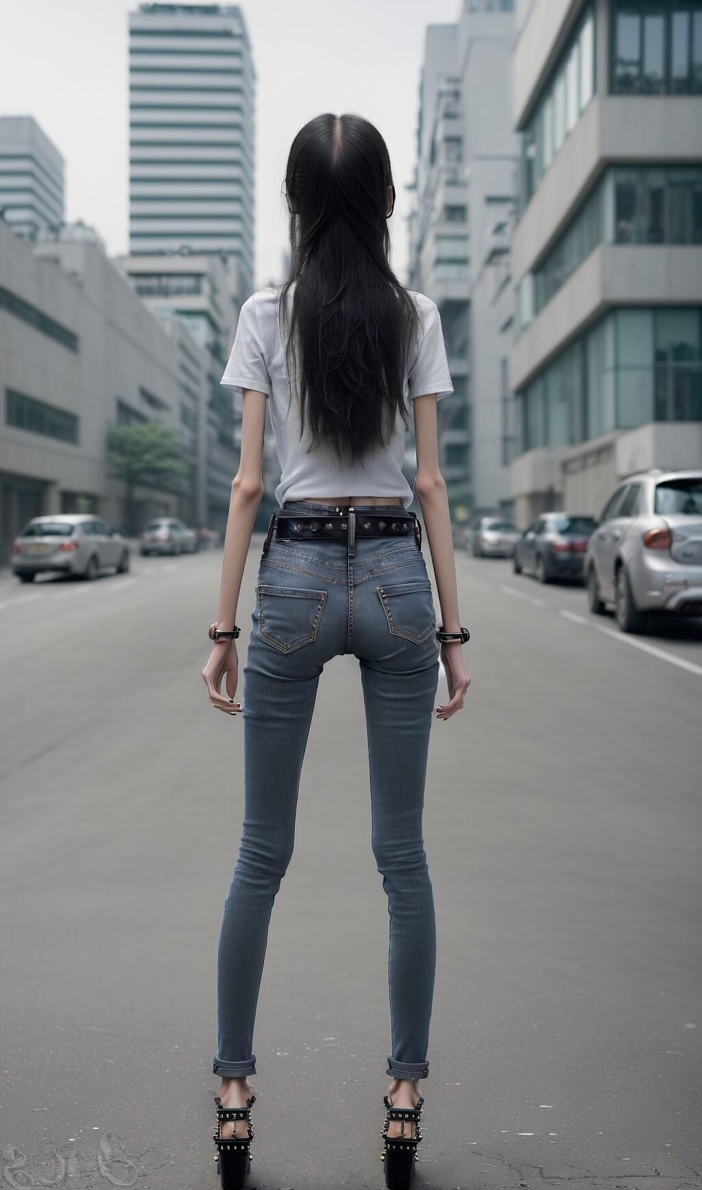 AI Generated - Anorexic women in jeans