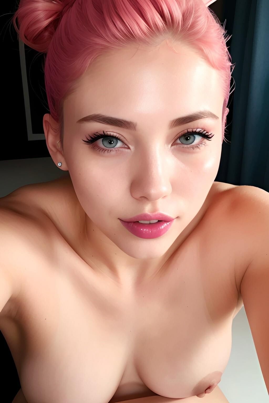 Pink hair AI women