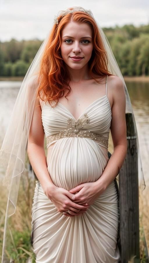 Penny (AI-Model) pregnant Wedding dress, lesbian kissing