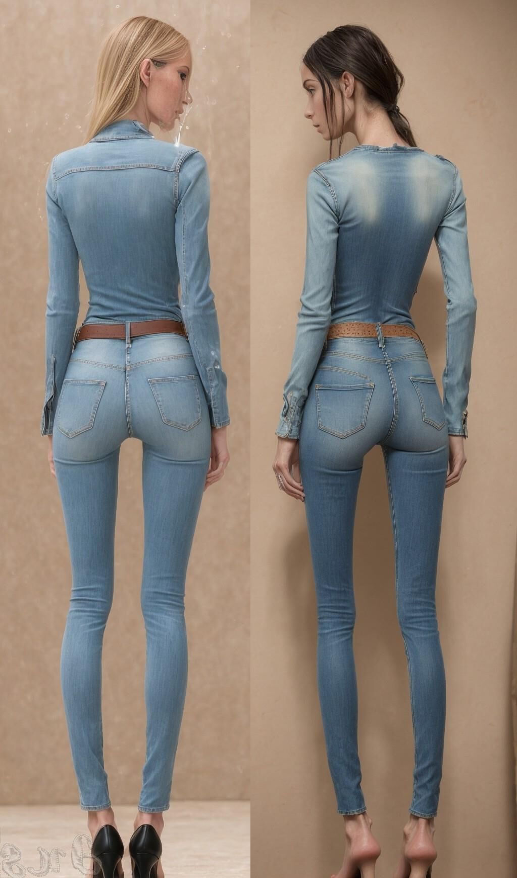 AI Generated - Anorexic women in jeans