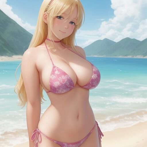 Blonde bikini anime girls