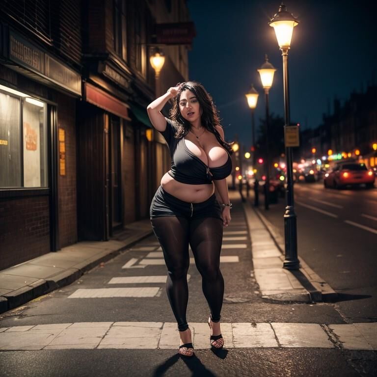 big tits drunk on the street after close