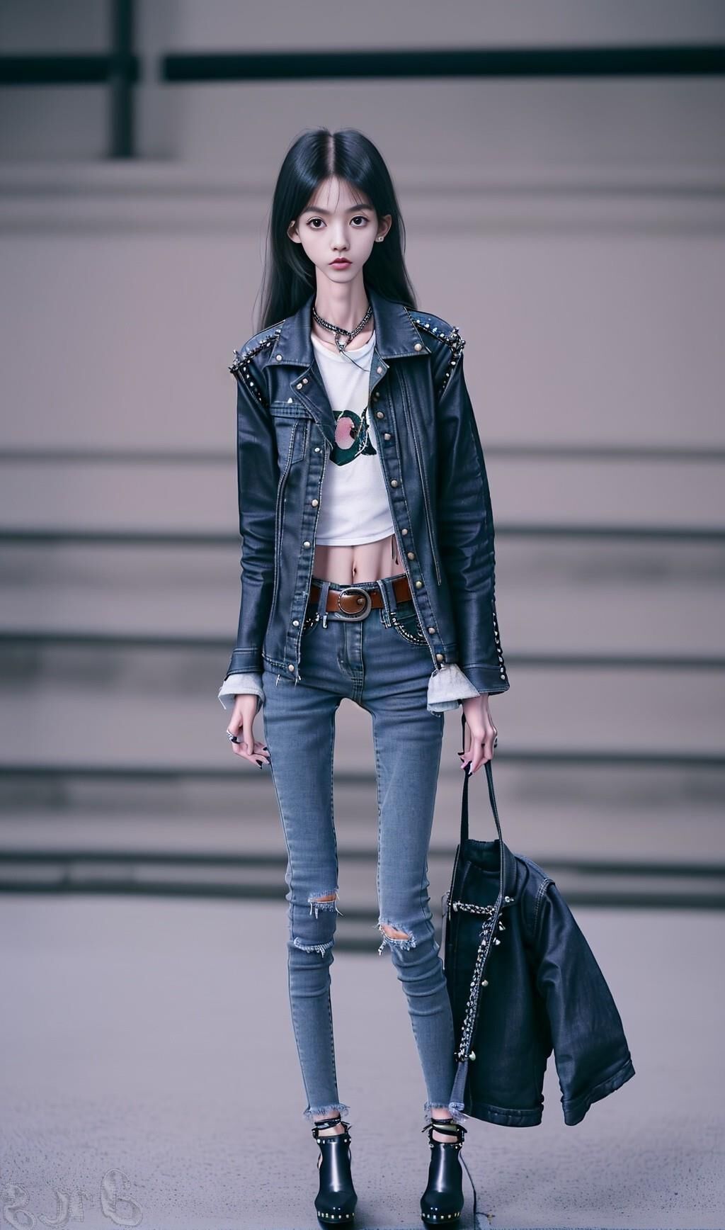 AI Generated - Anorexic women in jeans