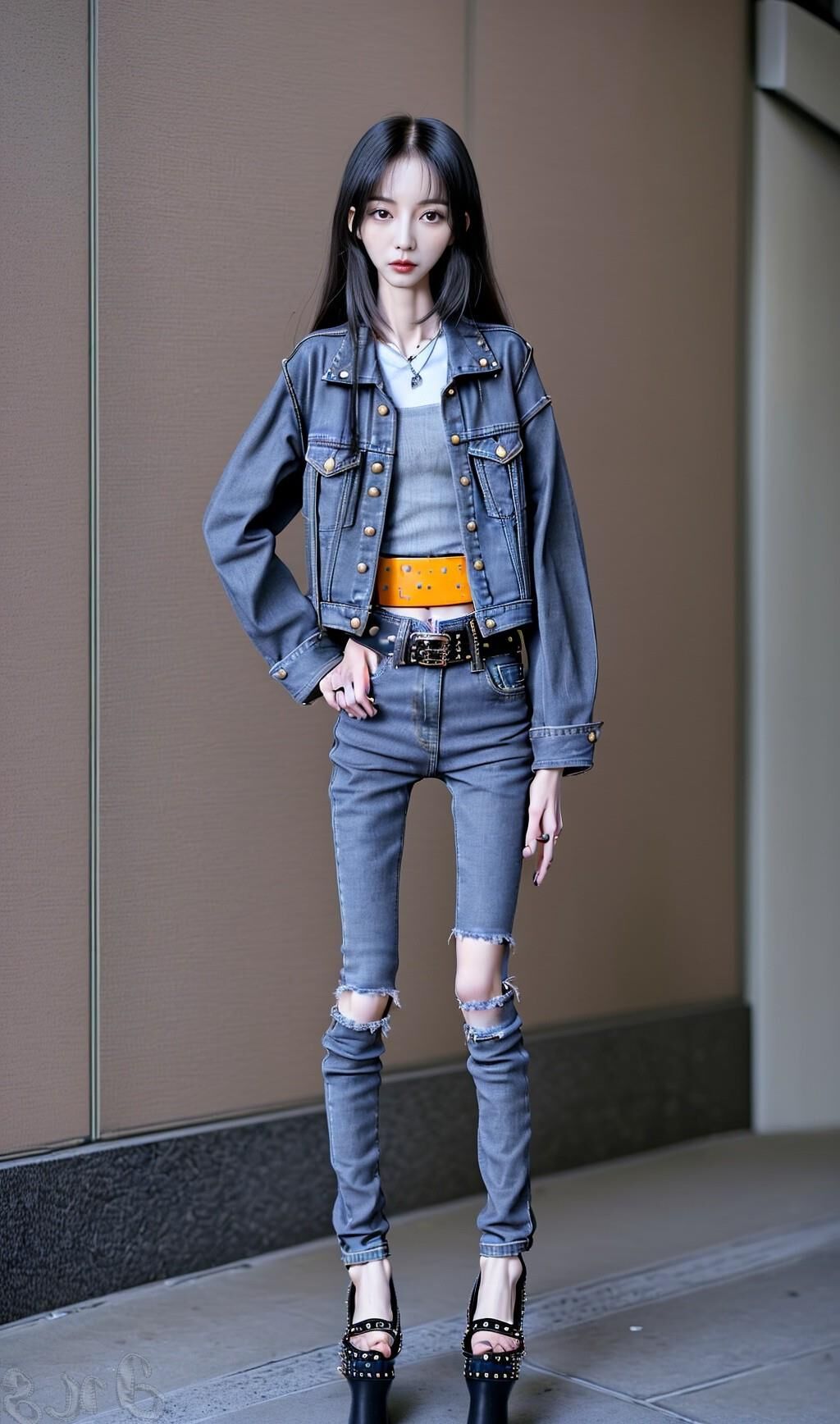 AI Generated - Anorexic women in jeans