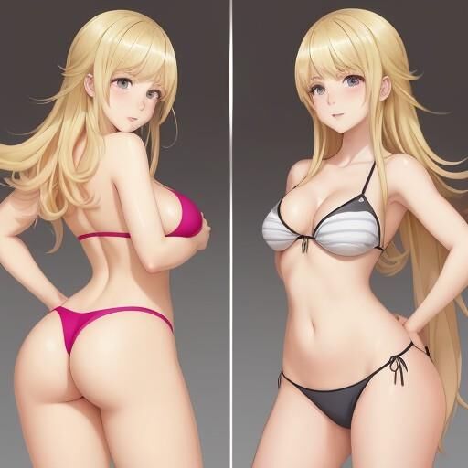 Blonde bikini anime girls