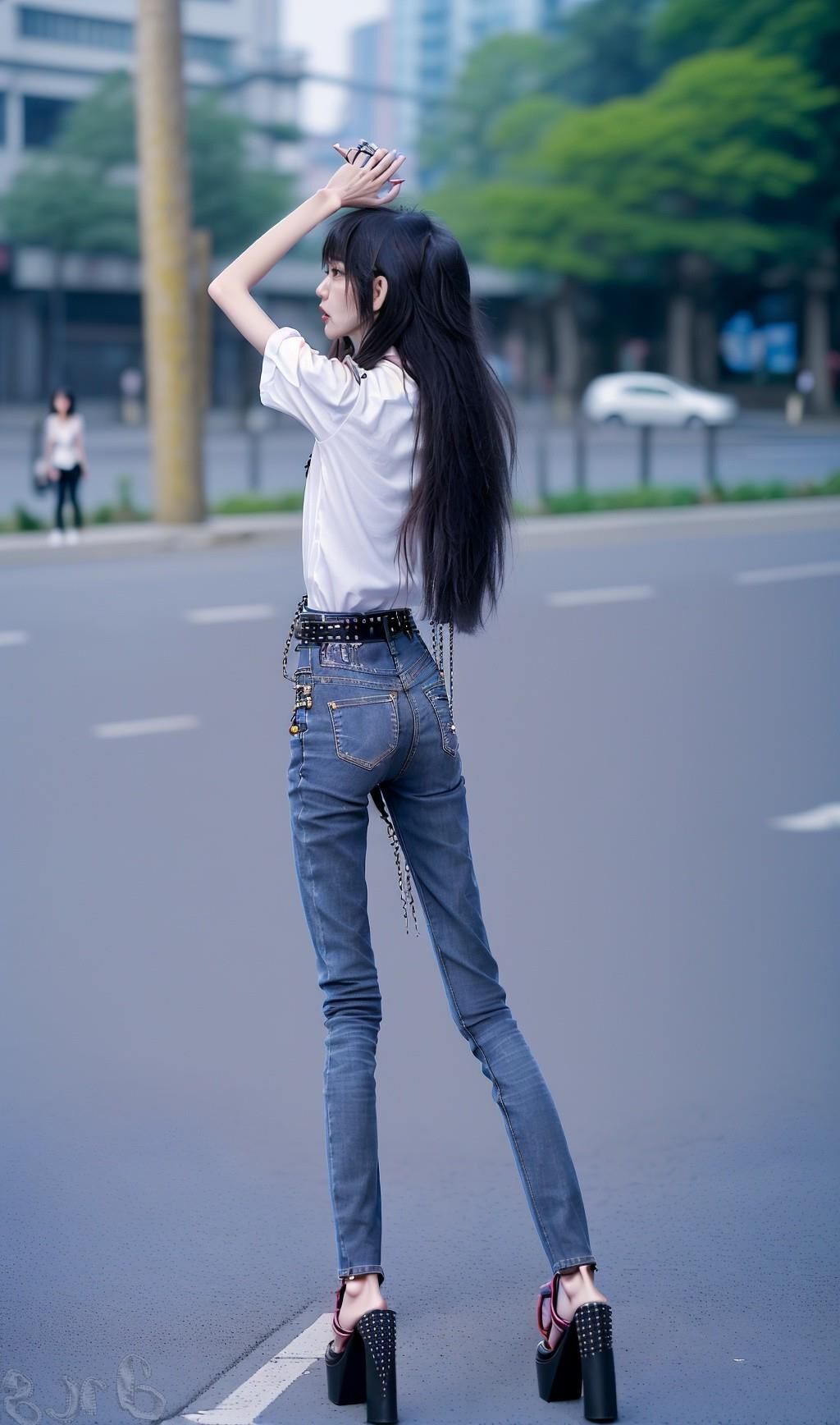 AI Generated - Anorexic women in jeans