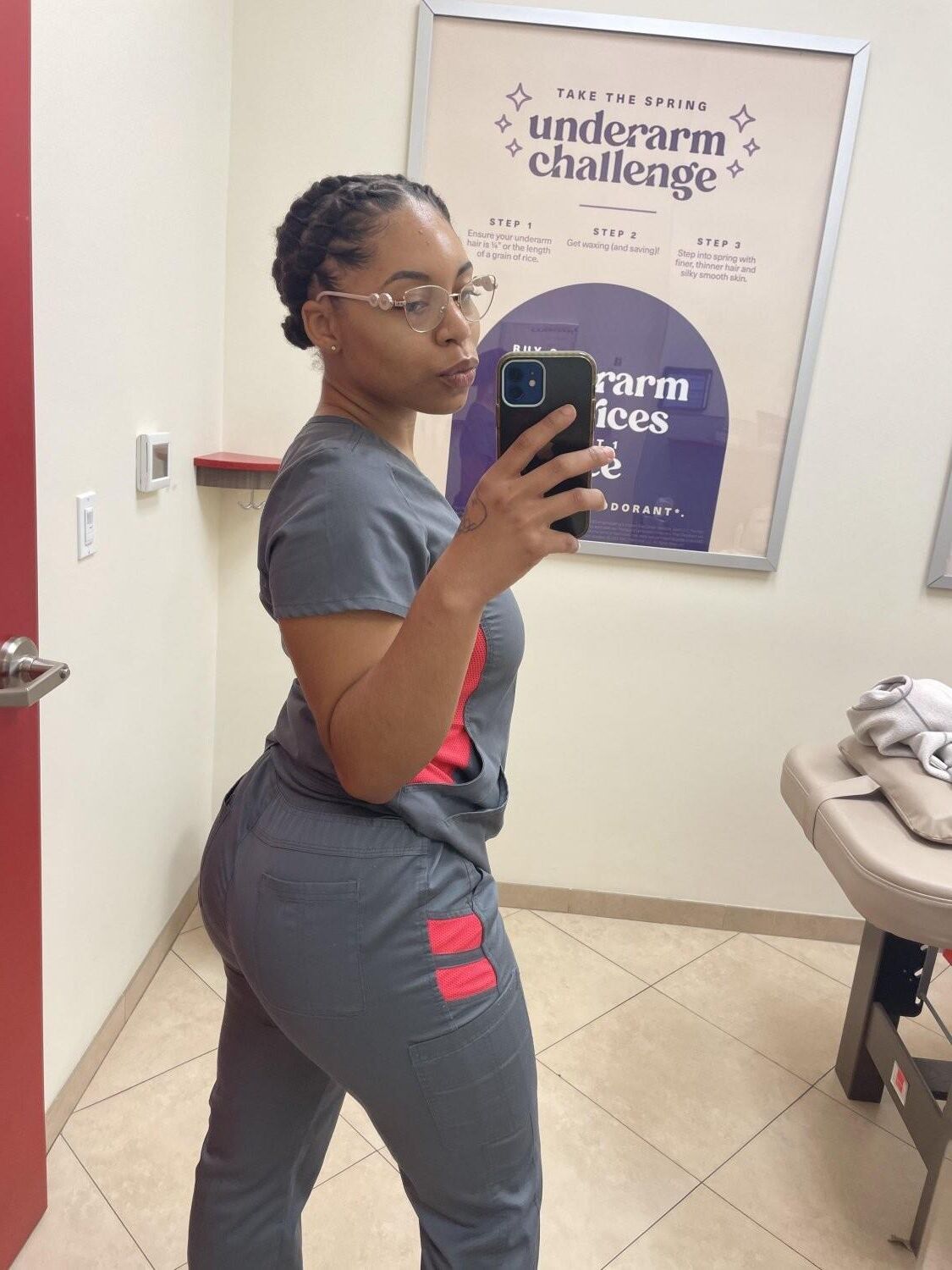 Ebony Nurse Showing Off