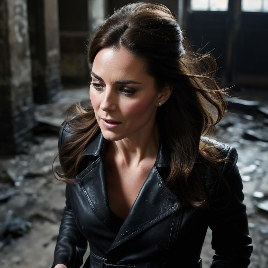 A.I. Kate Middleton in torned Leather must be carefull