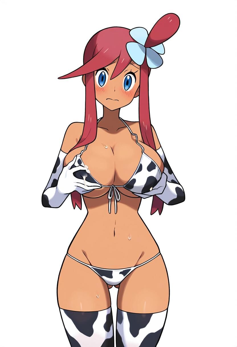 Skyla lactation pokemon gym leader ai generated