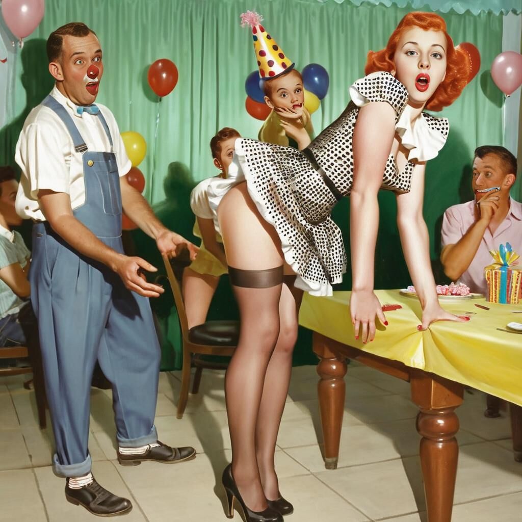 Generada por IA: más pinups, fiestas y payasos