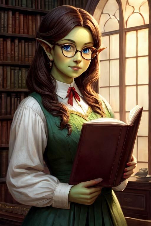 Busty Orc Female in the Library [AI Misc]