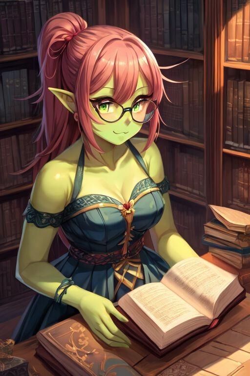 Busty Orc Female in the Library [AI Misc]