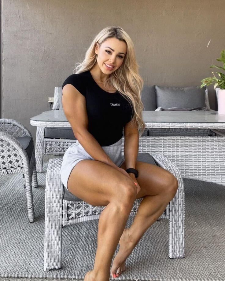 Beautiful blonde muscle girl