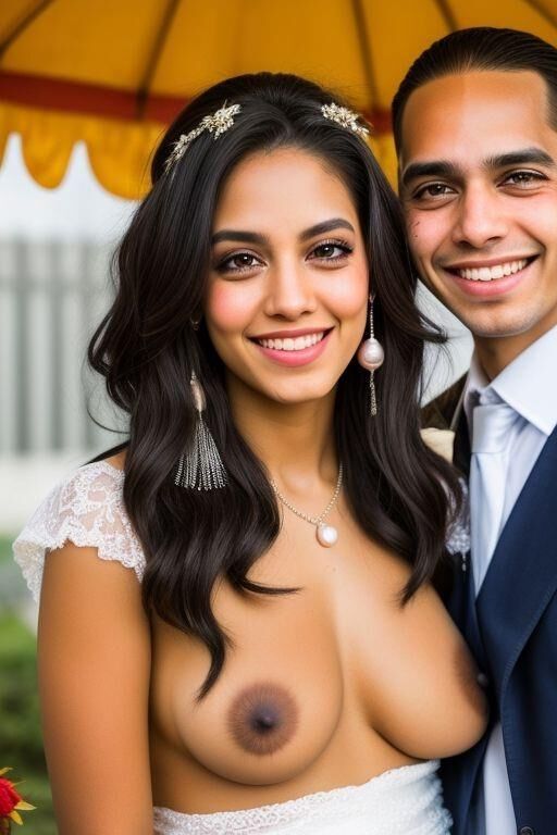 Dibujos animados de novias con pechos desnudos de IA