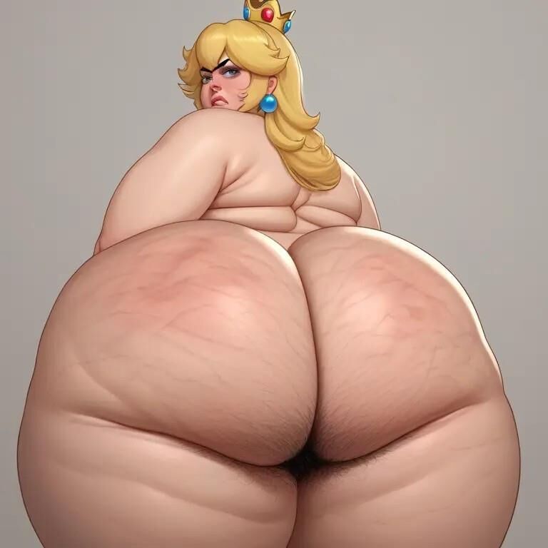 A.I. bbw princesa pêssego exibindo bunda enorme e idiota peludo