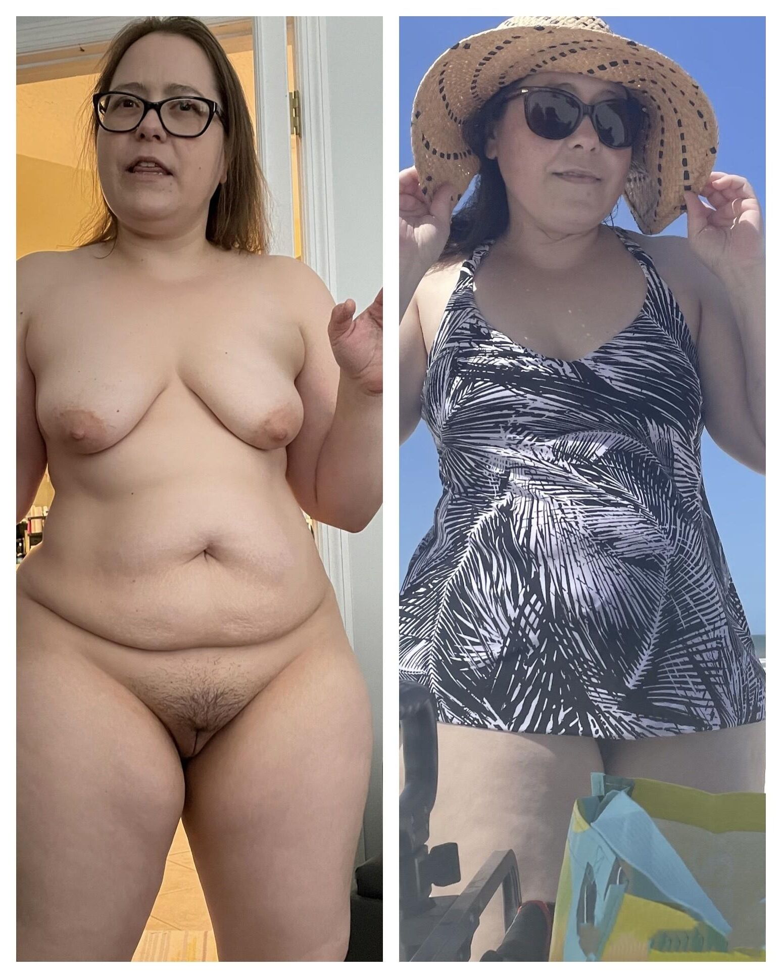 Femme au gros cul ignorant essayant des maillots de bain