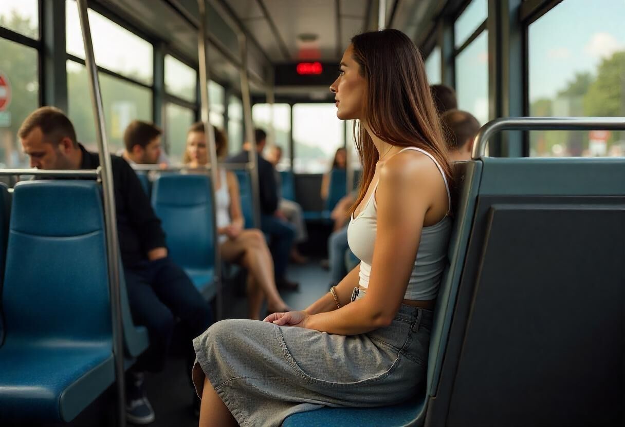 chica en el autobús