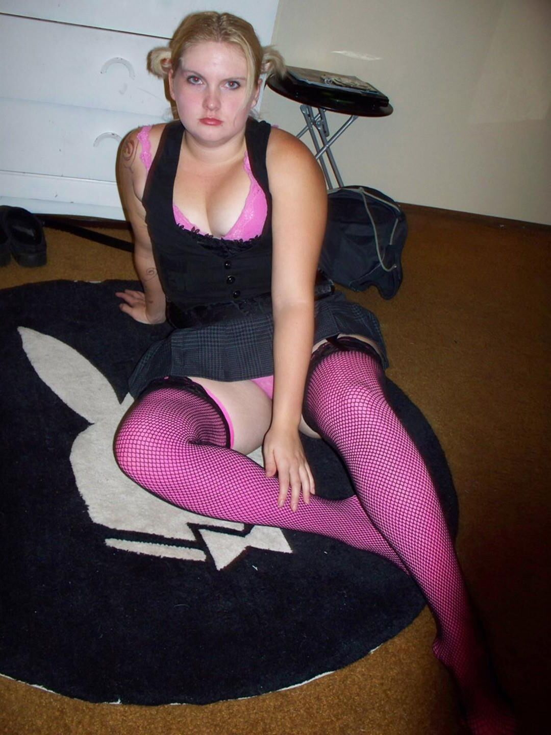 OLD PICS Chrystle in Pink Stockings