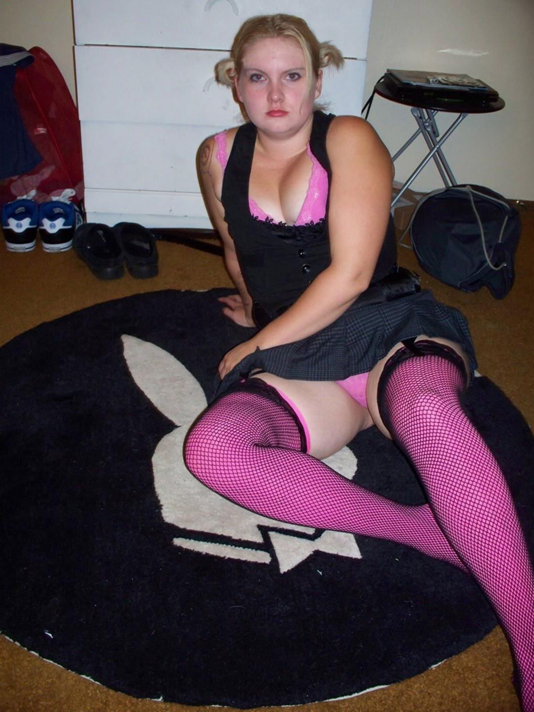 OLD PICS Chrystle in Pink Stockings