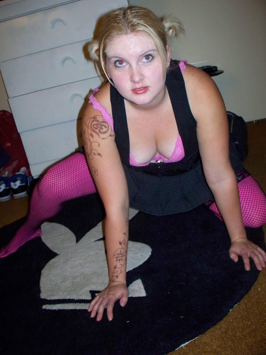 OLD PICS Chrystle in Pink Stockings