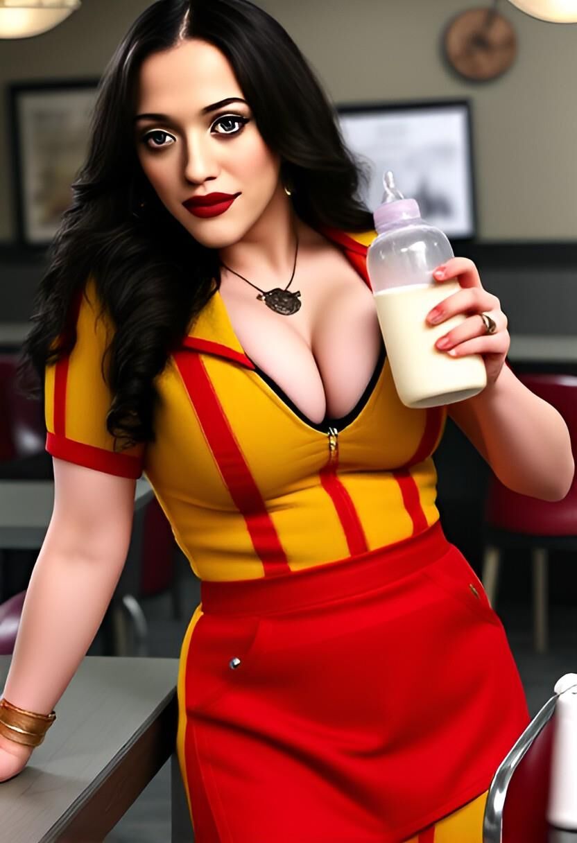 Kat dennings max black segurando leite materno quebrou meninas