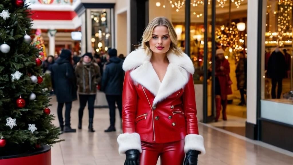 A.I. Margot Robbie in Leather as Santagirl