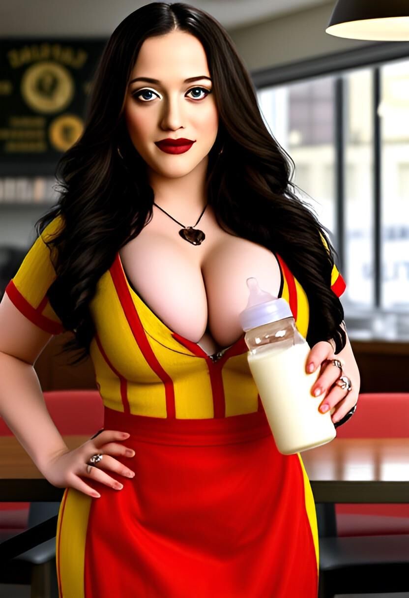 Kat dennings max black sosteniendo leche materna rompió a niñas