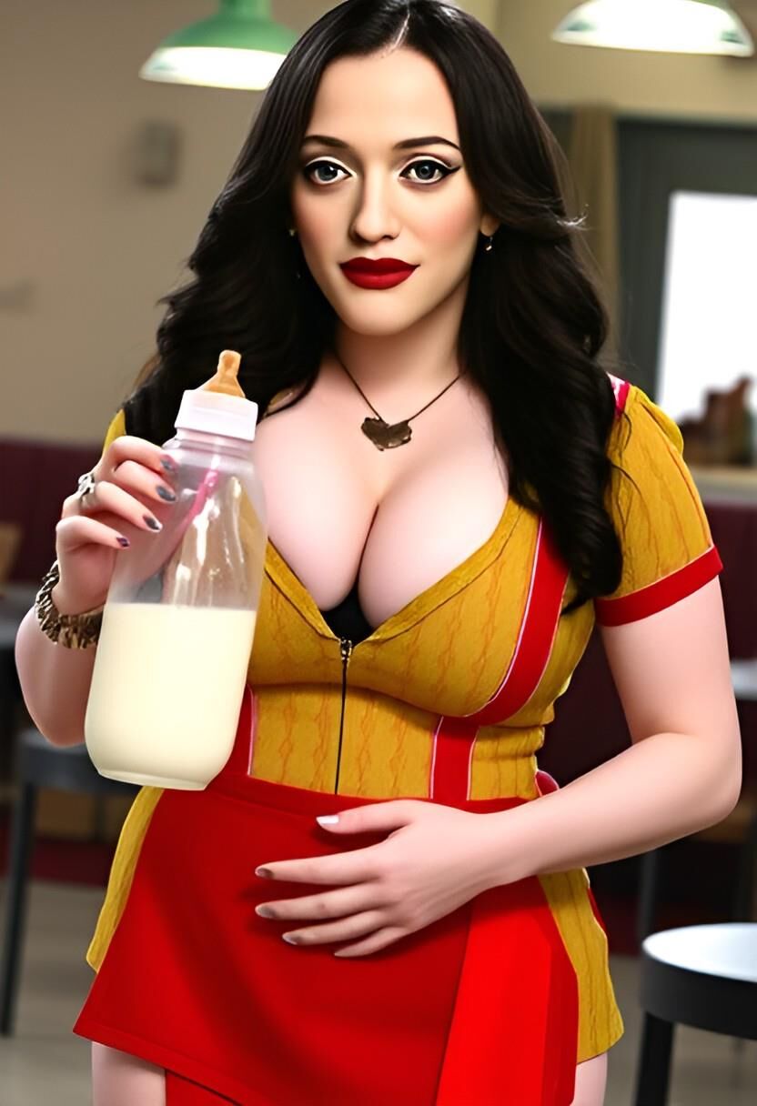 Kat dennings max black segurando leite materno quebrou meninas