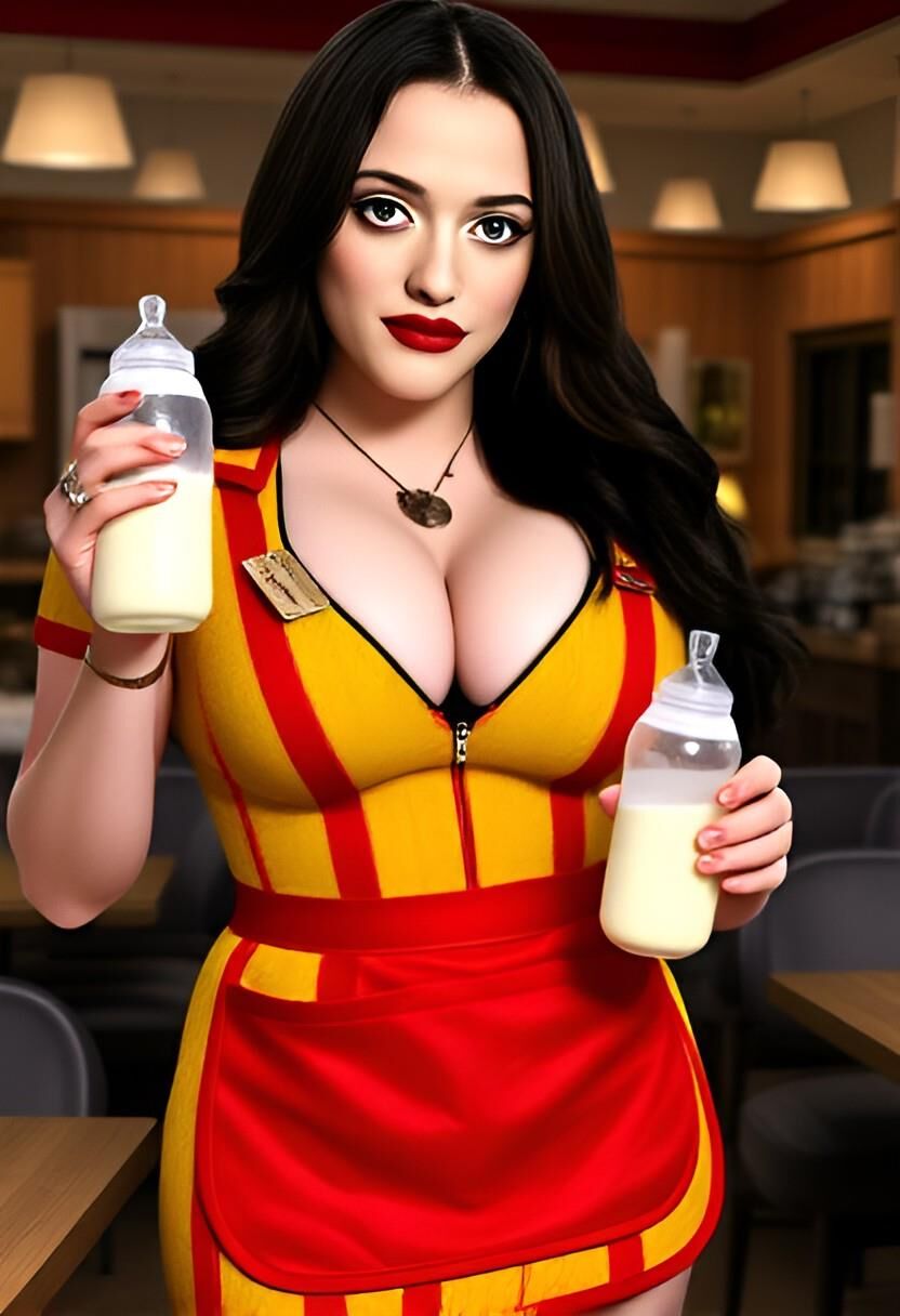 Kat dennings max black sosteniendo leche materna rompió a niñas