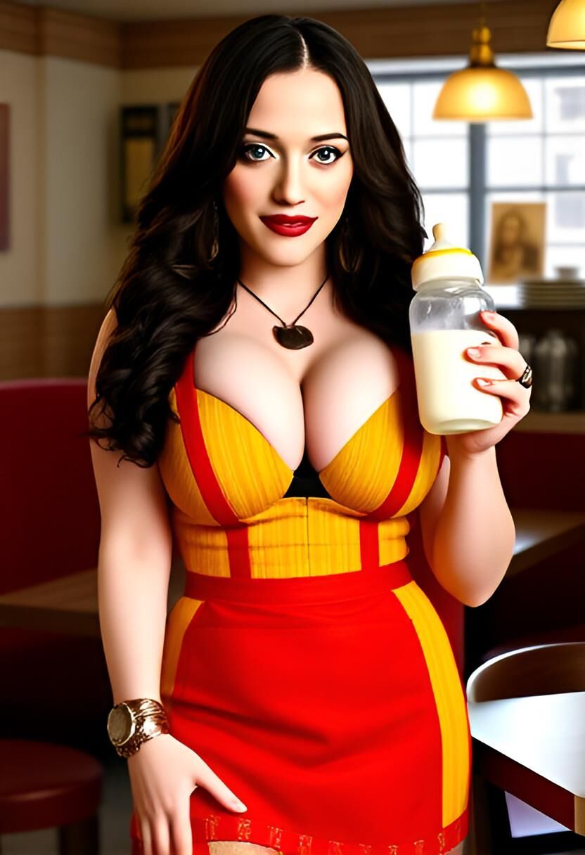 Kat dennings max black sosteniendo leche materna rompió a niñas