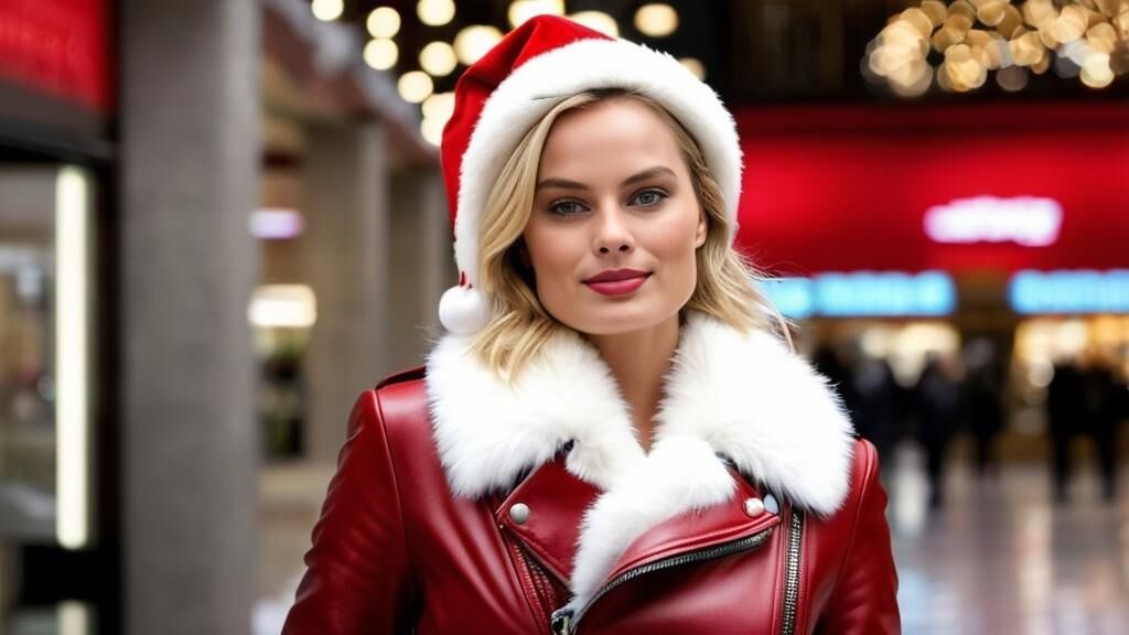 A.I. Margot Robbie in Leather as Santagirl