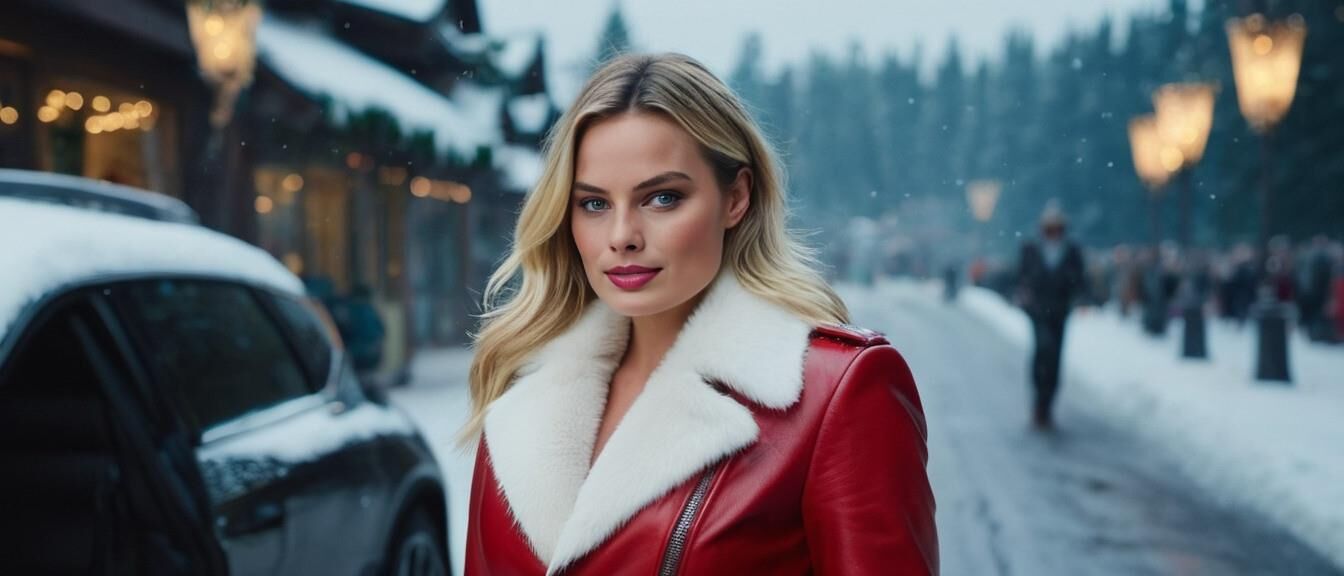 A.I. Margot Robbie in Leather as Santagirl