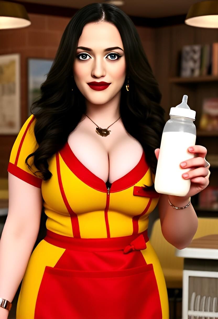 Kat dennings max black sosteniendo leche materna rompió a niñas