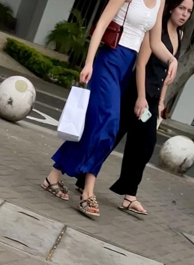 Latina teens leaving work Feet hunting