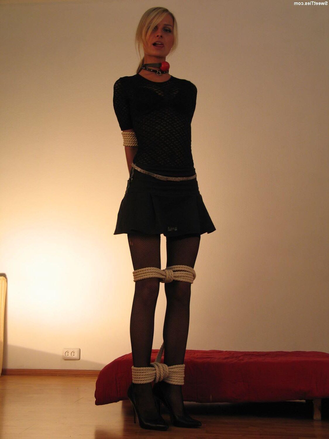 Cute teen Lina tied up and gagged