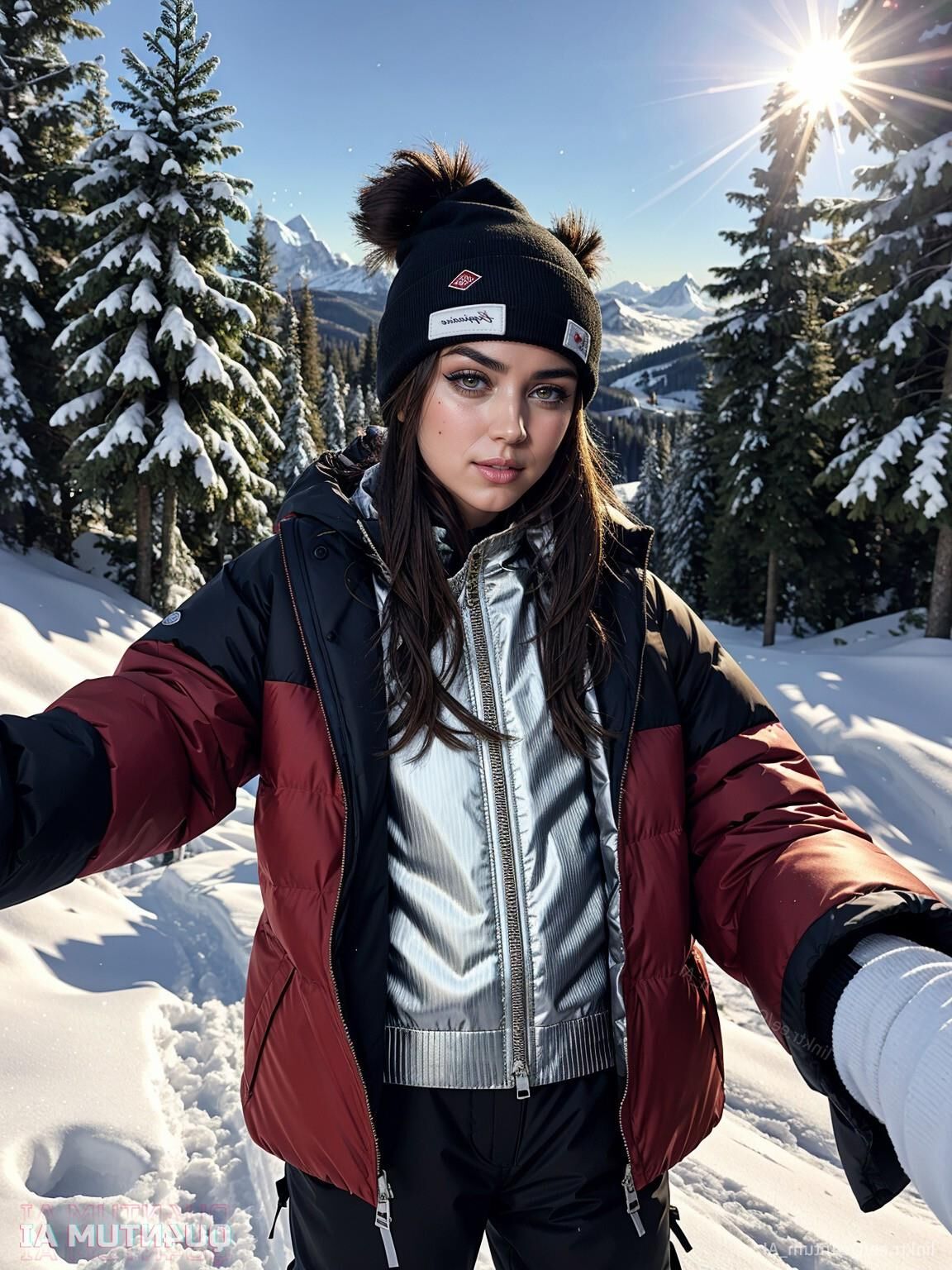 AI Ana De Armas # Ski Resort Christmas Cozy Winter Snow