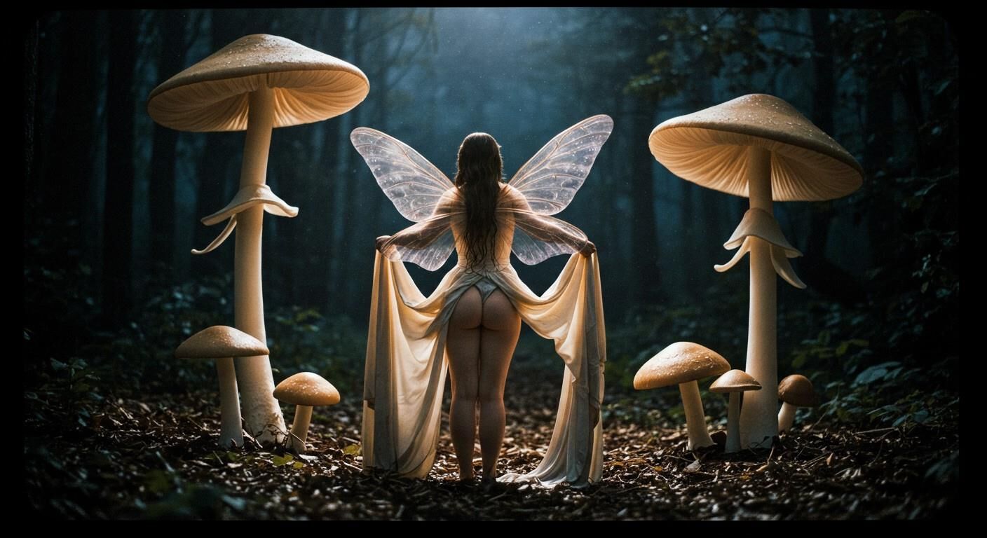 Hadas desnudas, sesión de fotos estética de la película Vintage Fantasy