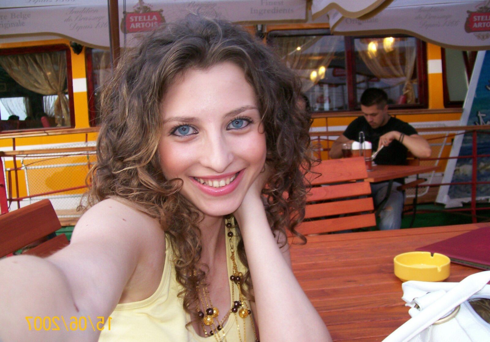 Babe with Curly Hairs on Vacation Trip