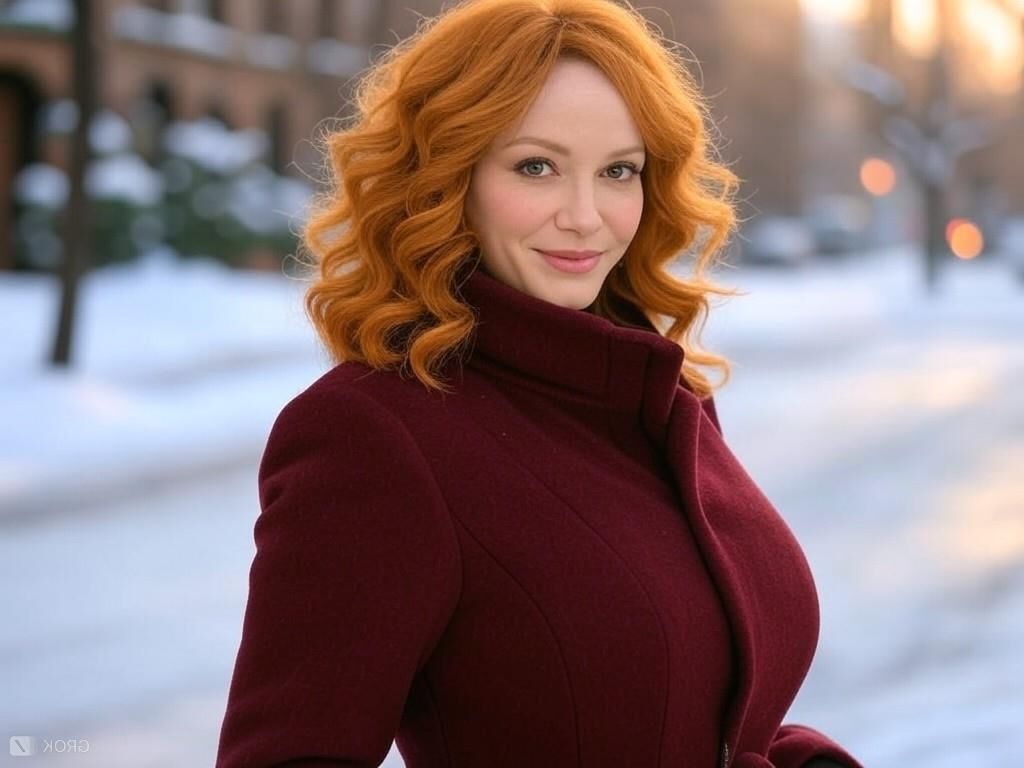 Christina hendricks tetona actriz grok ai mezcla de enormes tetas