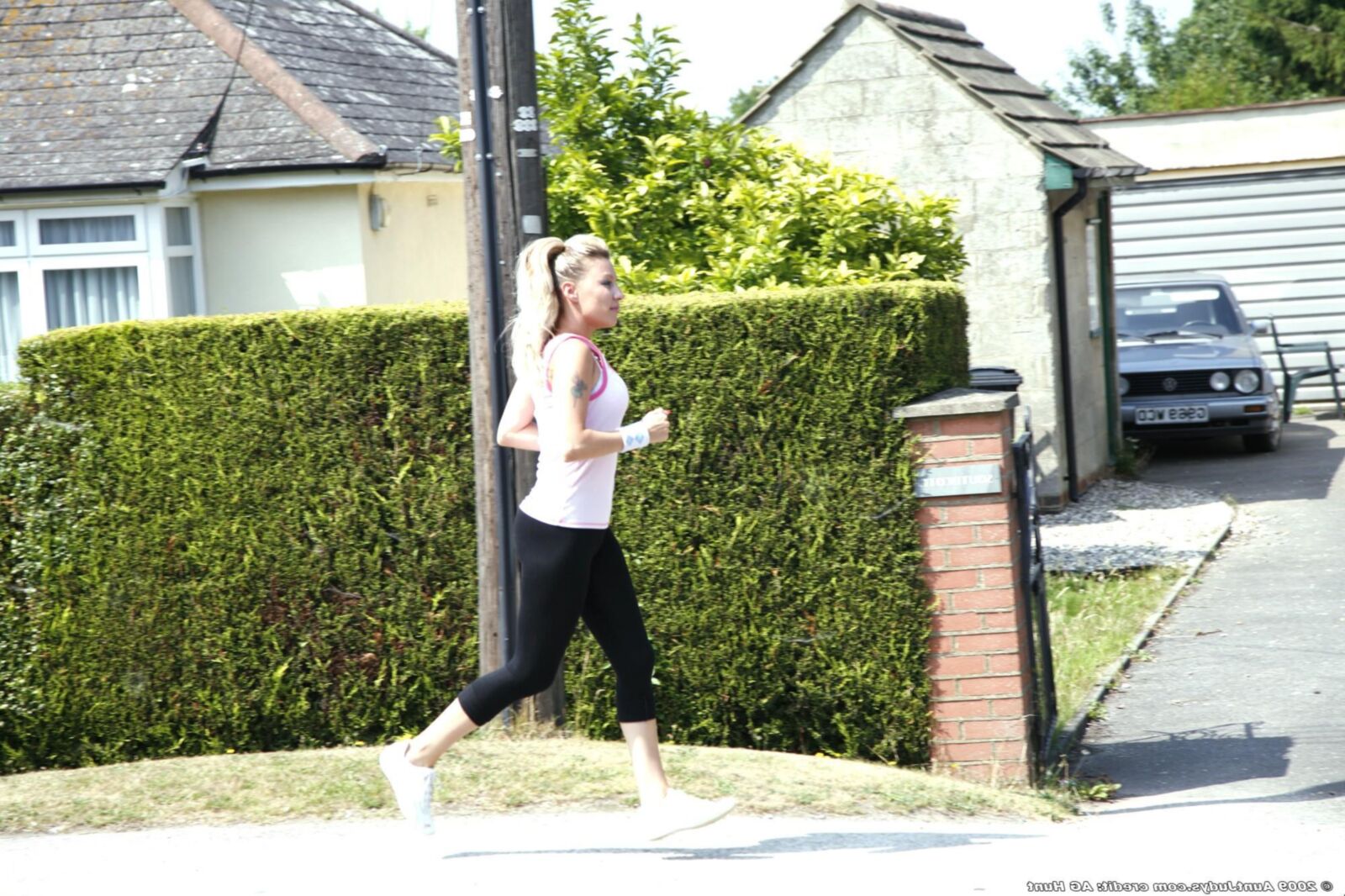 Saffy Busty Mature British Blonde Beauty Goes for a Run