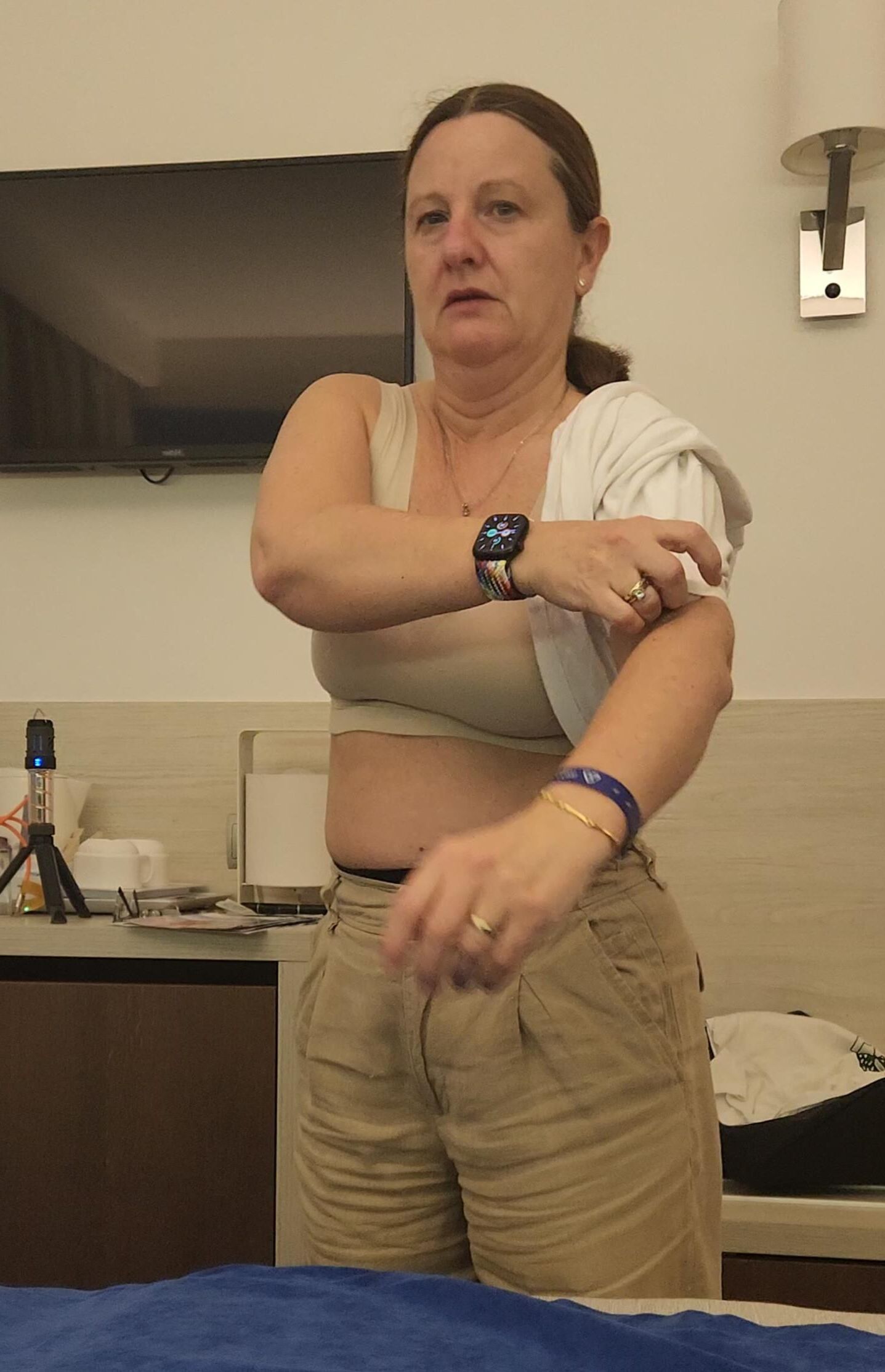 Mature chubby milf in her bra, want her to take any off? 