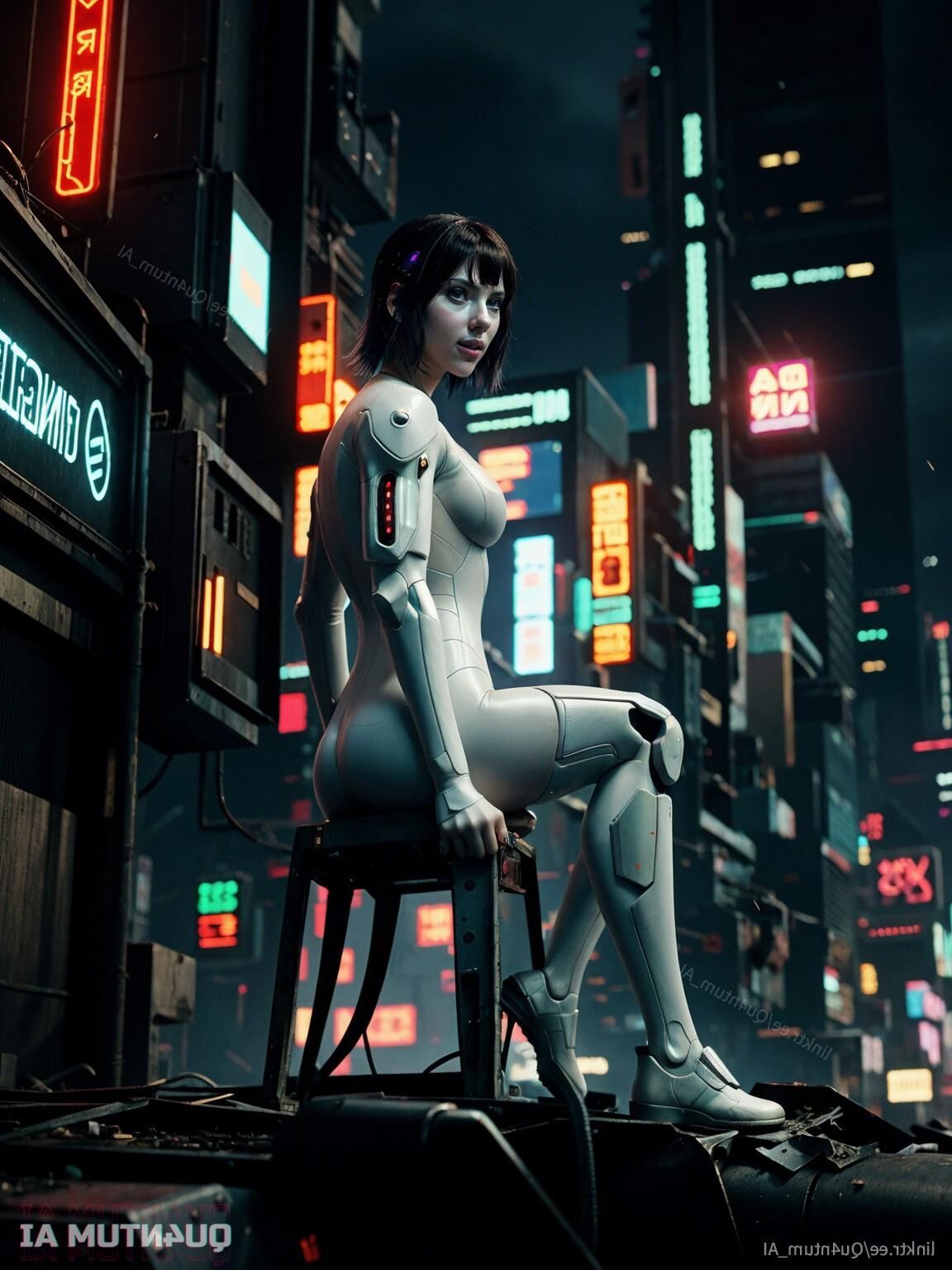 AI Scarlett Johansson Fantasma en el caparazón Anime Motoko Kusanagi