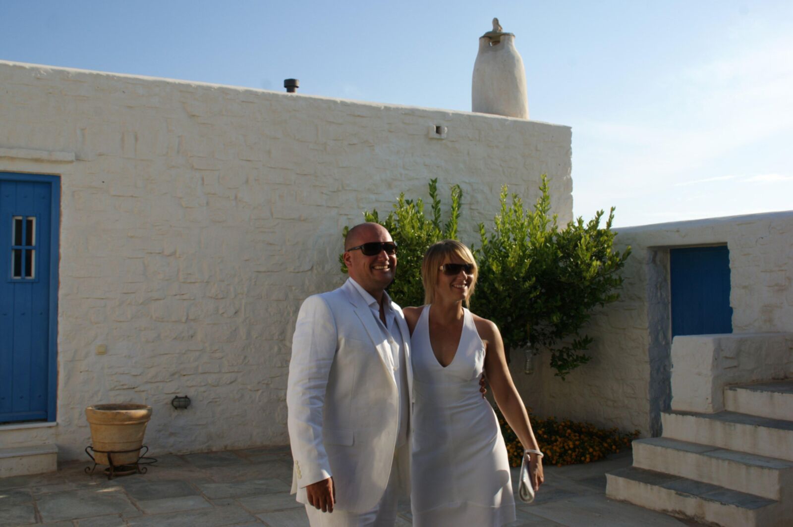 French couple on Greek summer holidays 