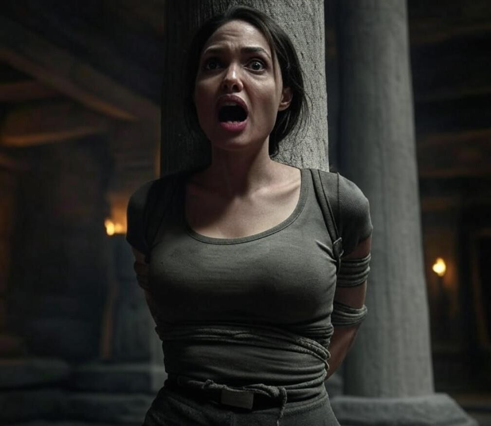 Lara Croft captured and waiting for her execution