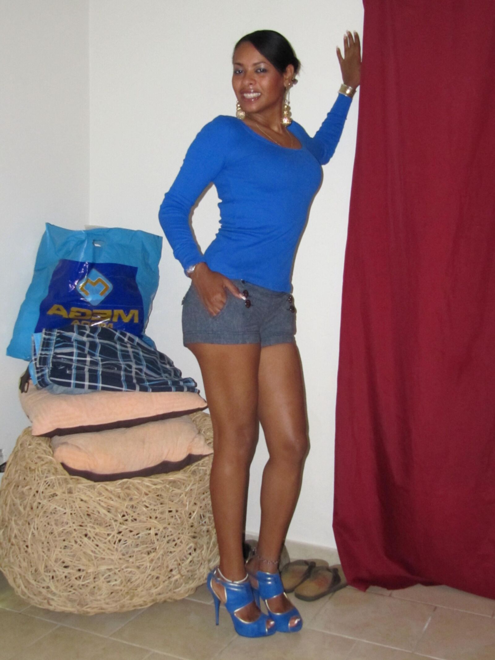 Beautiful Black Girl in Blue and Orange