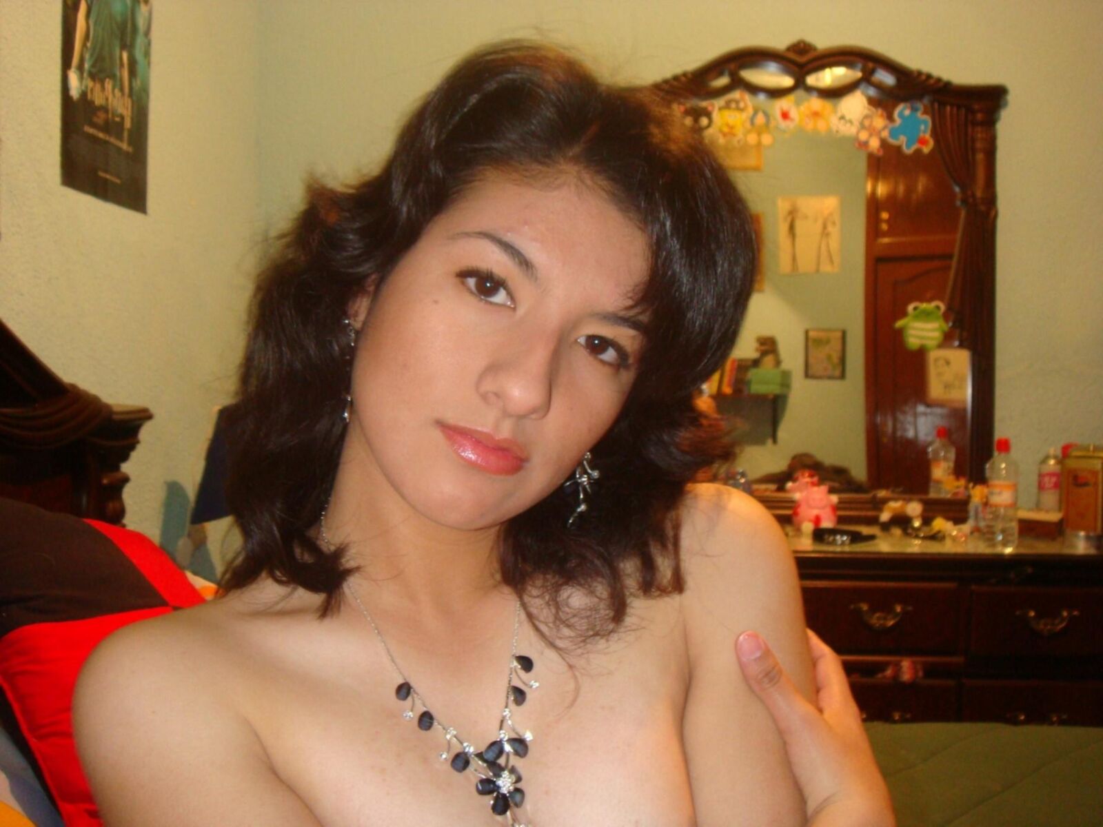 Sweet hairy Latina posing naked at home