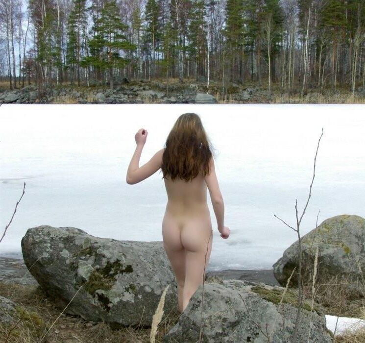 Natur Amateur Nudisten Winterzeit Mädchen