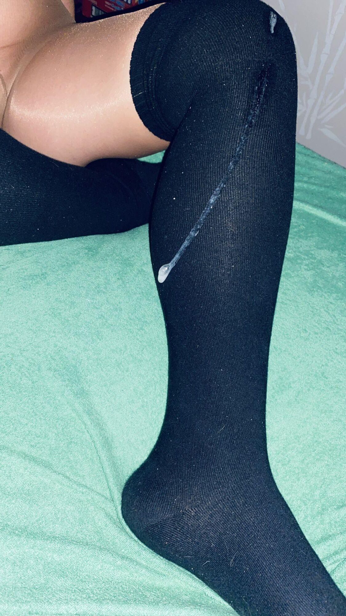 Footjob and cum pantyhose