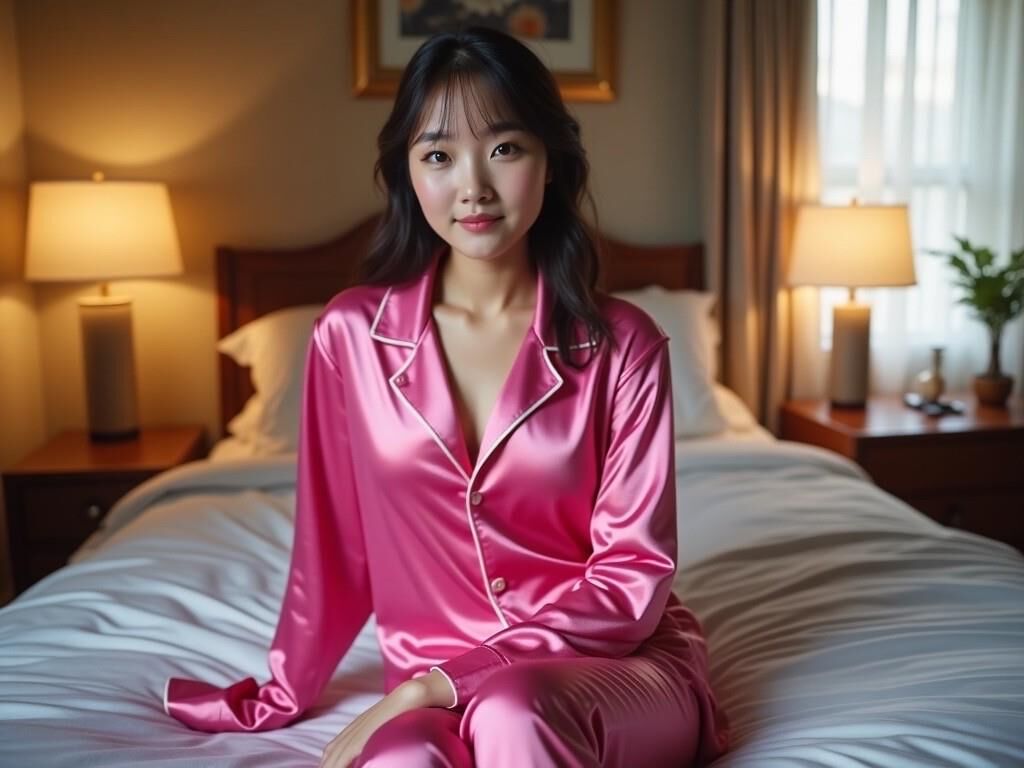 Ladies in satin pajamas