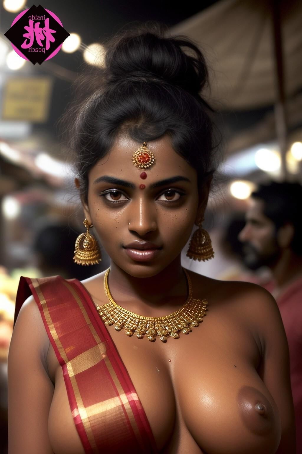 Kurvige indische MILF mit Sari im alten Delhi ausgesetzt